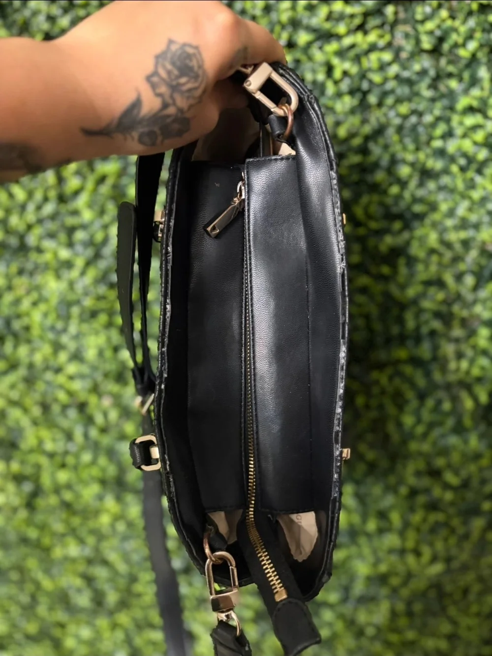 GUESS Quilted Black Satchel Handbag Crossbody Purse